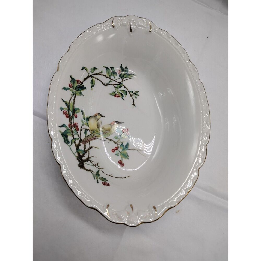 Royal Jackson Cherry Branch Oval Serving Bowl 10 inches Vintage Cottagecore